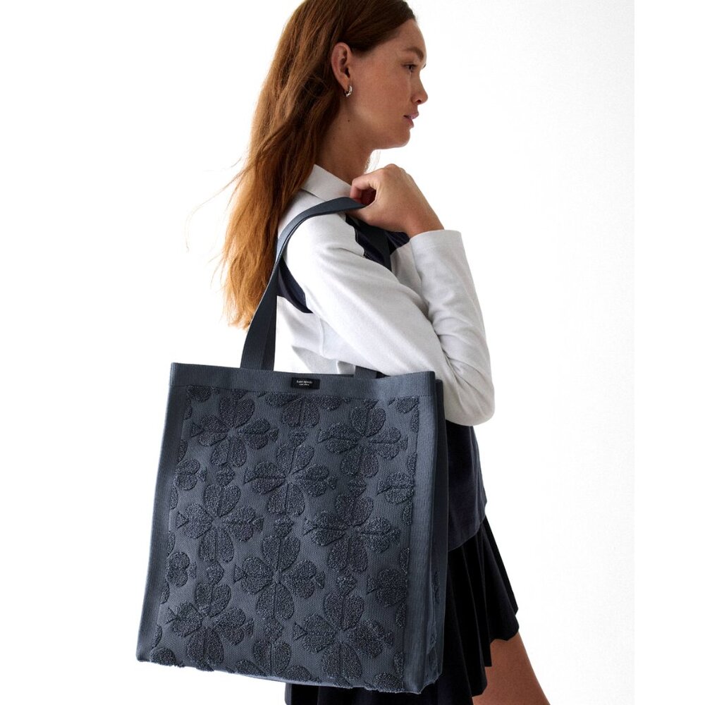 New Kate Spade Brooke Terry Carryall Large Tote Blazer Blue - Picture 2 of 5